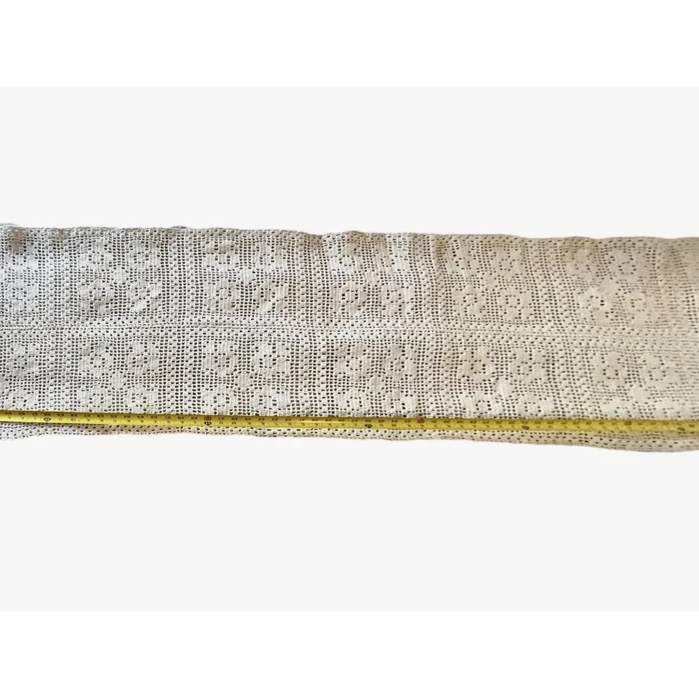 Hand-Crocheted Cream Cotton Table Runner 68